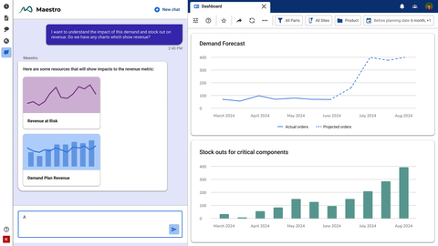 A screenshot of Maestro by Kinaxis, the AI-infused supply chain orchestration platform the company announced at its global supply chain conference, Kinexions, in Miami, FL.