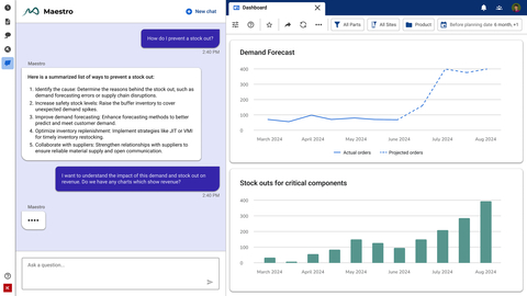 A screenshot of Maestro by Kinaxis, the AI-infused supply chain orchestration platform the company announced at its global supply chain conference, Kinexions, in Miami, FL.