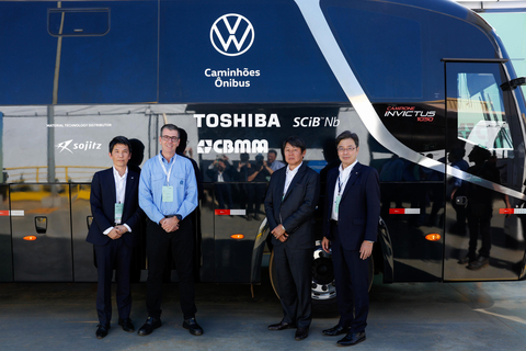 Toshiba, Sojitz and CBMM unveiled an Ultra-Fast Charging Prototype Electric Bus Powered by Next-Generation Lithium-ion Batteries with NTO Anodes at CBMM’s industrial plant in Araxá, Brazil. (Photo: Business Wire)