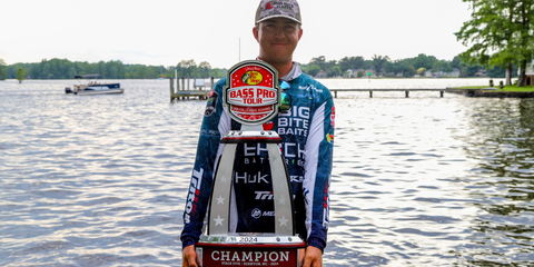 Rookie pro Drew Gill of Mount Carmel, Illinois, weighed in 22 bass totaling 58 pounds, 14 ounces, to win the Major League Fishing (MLF) Bass Pro Tour U.S. Air Force Stage Five Presented by WIX Filters on the Chowan River and the top prize of $100,000. (Photo: Business Wire)