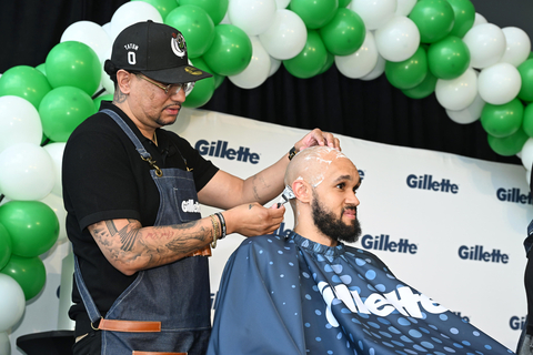 World Champion Derrick White of the Boston Celtics celebrates their victory with a fresh shave at Gillette World Headquarters. Gillette donated $25,000 to Special Olympics of Massachusetts on behalf of White, which is a cause close to his heart. (Photo: Getty Images)