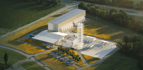 A rendering of one of Heirloom's DAC facilities to be built in Northwest Louisiana, near Shreveport. This first facility will have a yearly CO2 removal capacity of around 17,000 tonnes and is expected to come online in 2026. (Graphic: Business Wire)