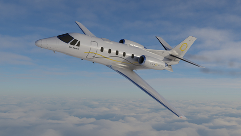 Citation 560XL Aircraft fitted with Starlink high speed internet. AeroMech STC expected September 2024 and will include Citation Excel, XLS, and XLS+ models. Starlink STCs for other Textron aircraft are in work. (Photo: Business Wire)