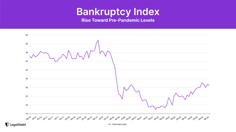 Bankruptcy inquiries show long-term rise despite monthly fluctuations (Graphic: Business Wire)