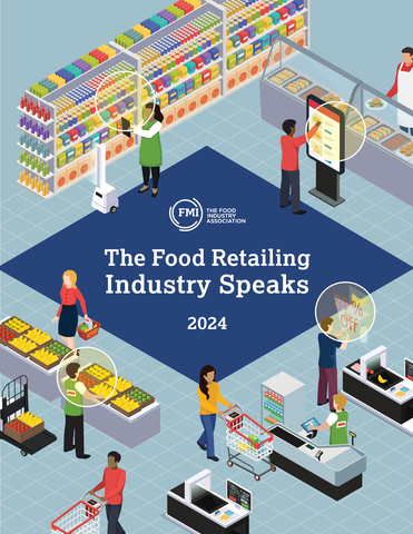 The food industry is instituting innovative strategies to modernize the grocery shopping experience while dealing with increasing asset protection concerns and inflationary challenges, according to FMI – The Food Industry Association’s annual comprehensive research analysis The Food Retailing Industry Speaks 2024. (Graphic: Business Wire)