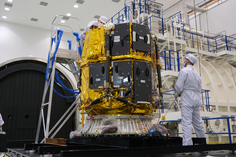 ispace engineers preparing the RESILIENCE lunar lander for testing at a JAXA facility in Tsukuba, Japan. (Photo: Business Wire)