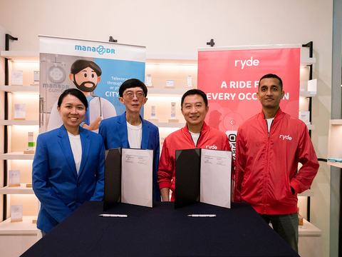 (Left to right: Dr Rachel Teoh, Co-Founder and Co-CEO, Dr Siaw Tung Yeng, Co-Founder and Co-CEO, Mr. Terence Zou, Founder, Chairman, and CEO & Mr. Nitin Dolli, Chief Technology Officer of Ryde Group Ltd) (PHOTO: RYDE)