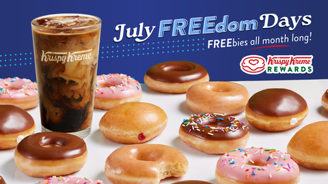 Free doughnuts on Tuesdays and any sized free iced coffee on Fridays with any purchase begins Tuesday, July 2 at Krispy Kreme (Graphic: Business Wire)