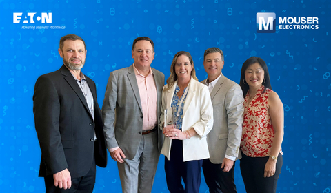 Representatives from Eaton present the Mouser team with the 2023 Distributor Partnership Award. (Photo: Business Wire)