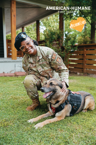 Nylabone, an iconic brand in the Central Garden & Pet portfolio, partnered with American Humane to sponsor the reunification of a retired U.S. Air Force explosive detection dog with his former handler, a Senior Airman in the U.S. Air Force. (Photo: Business Wire)