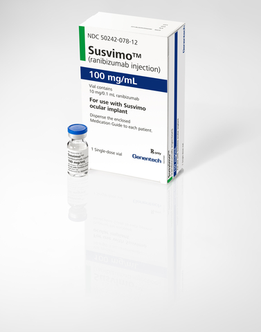 Susvimo, developed by Genentech, a member of the Roche Group, is a refillable eye implant that continuously delivers a customized formulation of ranibizumab over time. (Photo: Business Wire)