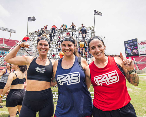 From July 15 through July 21, all Spartan and DEKA racers can enjoy a free week of training –redeemable through an exclusive promo code – at participating F45 Training studios worldwide. (Photo: Business Wire)