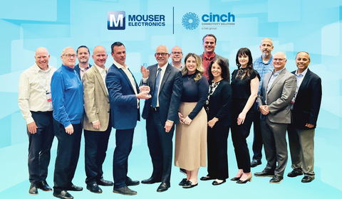 Representatives from Cinch present Mouser President & CEO Glenn Smith and the Mouser team with the 2023 Connectivity President's Award. (Photo: Business Wire)