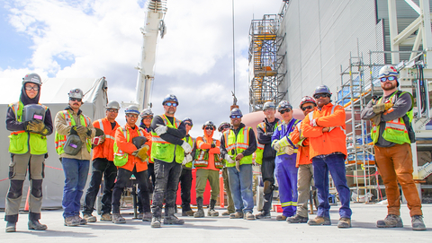 Members of the Outside Battery Limits Closure Weld Team following completion of the final weld on the first production train at the LNG Canada project, in Kitimat, British Columbia, Canada. (Photo: Business Wire)