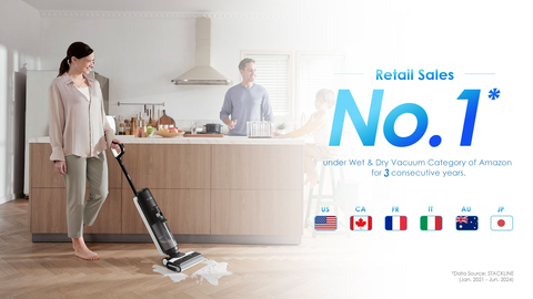 Tineco to the Top 1 position in the FR Amazon wet & dry vacuum category for three consecutive years (Graphic: Business Wire)