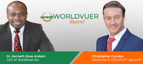 WorldVuer Inc.首席执行官Kenneth Ekow Andam博士与ETT | iByond™董事长兼首席执行官Christopher Condon（照片：美国商业资讯）
