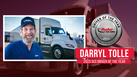 Darryl Tolle received Ryder’s Supply Chain Solutions’ “Driver of the Year” award. With more than 41 years of experience behind the wheel, Tolle has driven 3.5 million miles, with 2.8 million of those miles during his 35-year tenure with Ryder. (Photo: Business Wire)