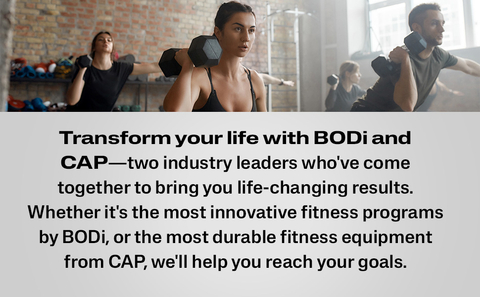 Amazon Prime Day Special: BODi By Beachbody Partners with CAP Barbell to Offer Four Exclusive Fitness Program Bundles (Graphic: Business Wire)