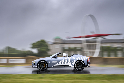 The Polestar 6 Concept, located in the first glance paddock, will be demonstrated driving up the 1.2-mile long hillclimb in front of the festival’s crowds. Engineered alongside the Polestar 5 and using its bespoke bonded aluminium Polestar Performance Architecture (PPA) platform, the Polestar 6 will represent the pinnacle of the current Polestar lineup. (Photo: Business Wire)