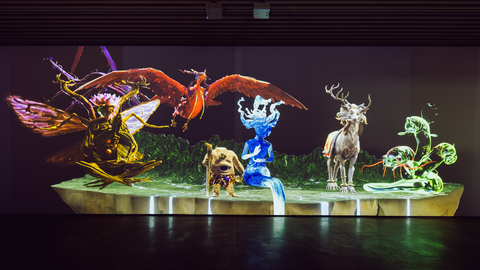 The curatorial team transformed rivers into images of gods with clear physical appearances, telling stories about how they have interacted with human beings and animals over the past millennium. (From left to right: Bazhang River God, Jishui River God, Jiangjun River God, Zengwen River God, Yanshui River God, and Erren River God) (Photo: Business Wire)