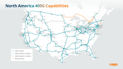 North America 400G Capabilities Map (Graphic: Business Wire)