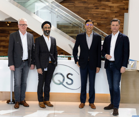 Frank Blome, CEO of PowerCo, Jagdeep Singh, Co-founder & Chairman of QuantumScape, Dr. Siva Sivaram, CEO & president of QuantumScape, and Thomas Schmall, Volkswagen Group Board Member for Technology (Photo: Business Wire)