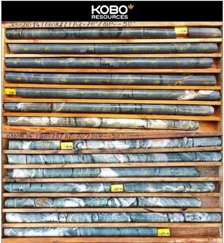 Photo 1: Mineralised Section from KDD0014 – 9.0 m at 4.27 g/t Au (Photo: Business Wire)