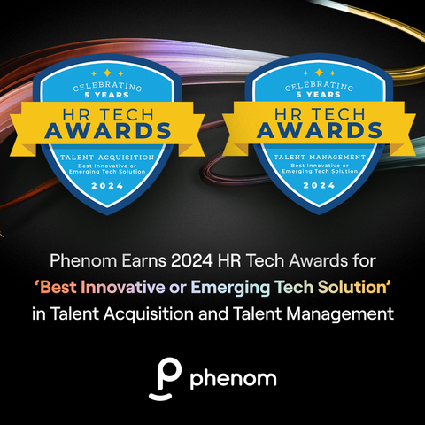 Phenom has earned 2024 HR Tech Awards by Lighthouse Research & Advisory in two categories: ‘Best Innovative or Emerging Tech Solution’ for Talent Acquisition and Talent Management. (Graphic: Business Wire)