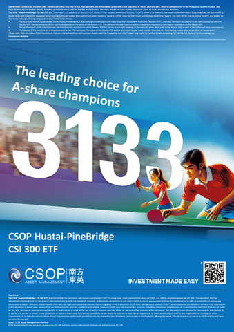 CSOP Huatai-PineBridge CSI 300 ETF (3133.HK) (Graphic: Business Wire)