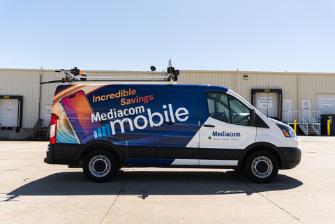 Mediacom van featuring Mediacom Mobile wrap.