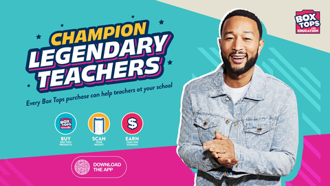 John Legend and Box Tops for Education are teaming up for the Champion Legendary Teachers campaign this Back-to-School season. (Graphic: Business Wire)
