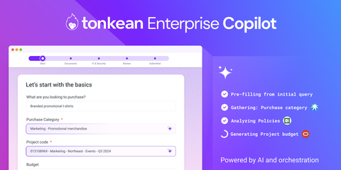 The Tonkean Enterprise Copilot empowers internal teams to extend intelligent, AI-powered orchestration to all employees requesting shared services (Graphic: Business Wire)