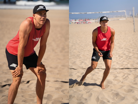 Andy Benesh and Miles Partain hit the sand in Skechers performance apparel and headwear. (Photo: Business Wire)