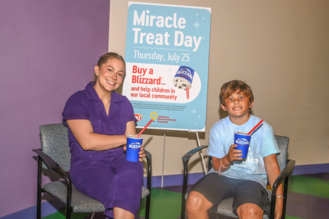 Shawn Johnson East teams up with DQ and Children’s Miracle Network Hospitals to support the annual Miracle Treat Day campaign. Shawn joins Jesse, a Children’s Miracle Network Champion, at Monroe Carell Jr. Children’s Hospital at Vanderbilt to spread the word about Miracle Treat Day. On July 25, DQ fans can purchase their favorite Blizzard Treat at participating U.S. DQ locations and $1 or more will be donated to local children’s hospitals through Children’s Miracle Network Hospitals. (Photo Credit: Michael Simon)
