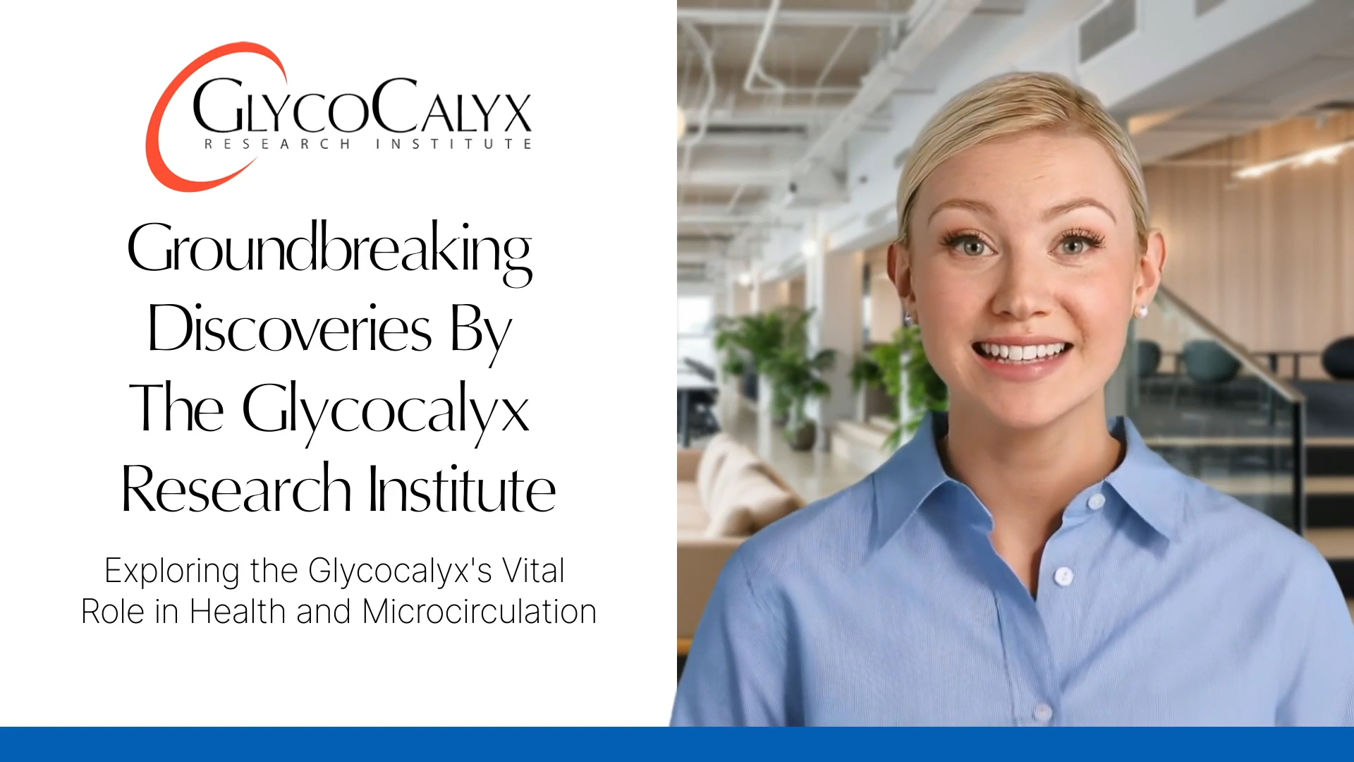 The Glycocalyx Research Institute's overview video introduces its mission to advance understanding of the glycocalyx, a vital vascular structure. Founded in 2012 by Dr. Hans Vink and Robert Long, the institute focuses on the glycocalyx's role in protecting blood vessels and regulating blood flow. The video showcases the institute's advanced research facilities and methodologies, highlighting studies on the glycocalyx at the molecular level. It discusses innovative therapeutic approaches to restore glycocalyx function, aiming to treat cardiovascular diseases. Emphasizing collaboration and education, the institute partners with academic and healthcare organizations and trains future scientists. The video concludes by highlighting the institute's impact on developing better diagnostics and treatments for cardiovascular diseases, improving patient outcomes, and encouraging support for its mission.
