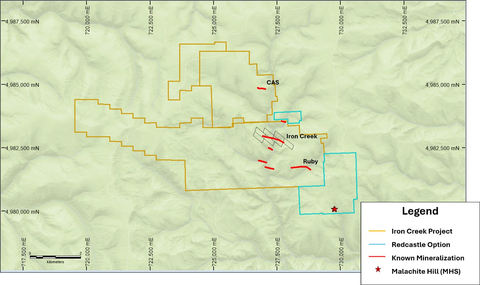 Figure 2. Location of Redcastle Agreement Property and Malachite Hill Showing (Graphic: Business Wire)