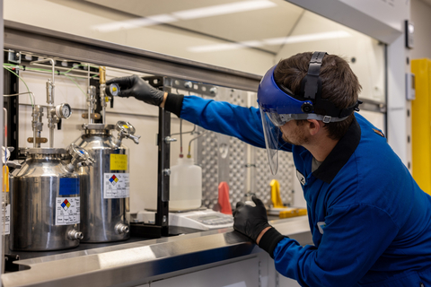 AeroShield employee conducting R&D in their new Waltham facility (Photo: Business Wire)