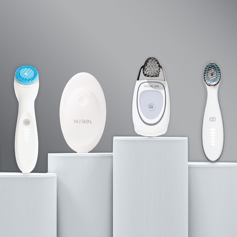 Nu Skin's family of beauty and wellness devices: ageLOC LumiSpa iO, Nu Skin RenuSpa iO, Nu Skin Facial Spa, and ageLOC Boost (Not all products are available in all markets). (Photo: Business Wire)
