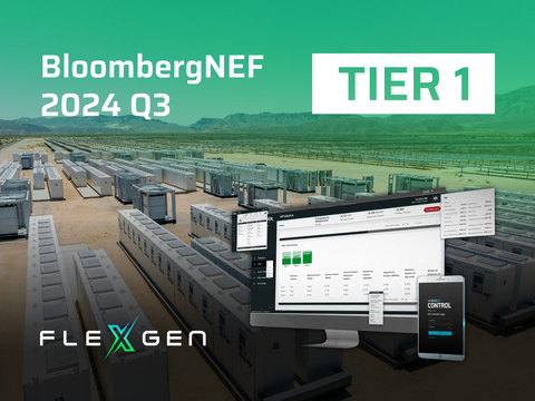 original FlexGen Receives BNEF Tier 1 rating for 3rd consecutive quarter. (Graphic: Business Wire)