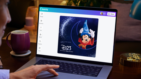 Characters like Sorcerer Mickey, Princess Tiana, The Mandalorian and Woody will be accessible in Canva for a limited time. (Photo: Business Wire)