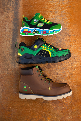 From tractor-inspired designs to lighted styles, the capsule offers children John Deere’s trademark colors and Skechers’ kid-friendly technologies. (Photo: Business Wire)