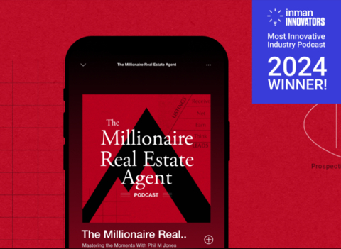 In October 2023, KW launched the weekly Millionaire Real Estate Agent Podcast. Since then, the podcast has garnered over 410,000 downloads across 41 episodes. (Graphic: Business Wire)