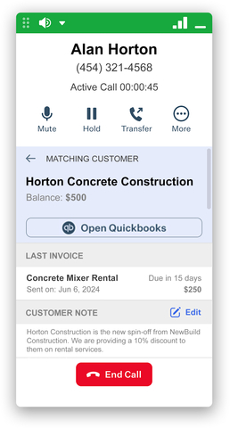 Ooma today announced the integration of its Ooma Office business phone service with Intuit QuickBooks, a leading global financial technology platform. By integrating QuickBooks (https://www.ooma.com/small-business-phone-systems/integrations/quickbooks/) with the Ooma Office desktop app, inbound and outbound calls instantly present customer information from QuickBooks Online – such as customer or vendor name, most recent invoice, outstanding balance, past due amounts and notes – in a Caller ID Pop. This empowers employees to deliver exceptional customer service by having personalized information at their fingertips when interacting over the phone. Employees can also update customer notes directly in the Caller ID Pop and open the customer record in QuickBooks with just one click. (Graphic: Business Wire)