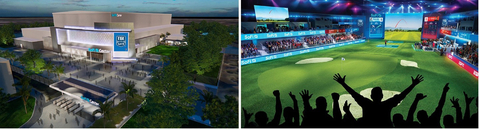 TGL’s venue, SoFi Center, is an unprecedented, tech-infused arena for golf and creates an intimate and unique “greenside” fan experience with 1,500 seats wrapping around TGL’s field of play, which at nearly 100 yards long and 50 yards wide is the size of a football field. (Graphic: Business Wire)