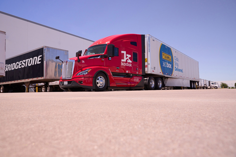 J.B. Hunt, Bridgestone and Kodiak celebrated a successful ongoing weekly delivery collaboration that has surpassed 50,000 autonomous long-haul trucking miles, incorporating Kodiak autonomous trucks to ship Bridgestone passenger car tires between South Carolina and Dallas. (Photo: Business Wire)