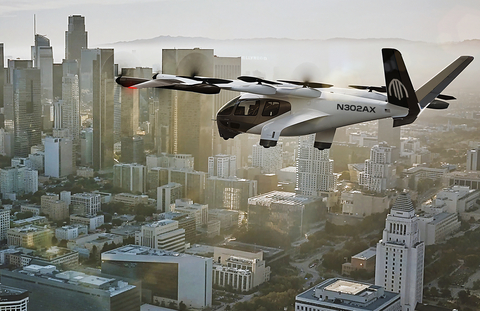 Image above depicts simulated Archer air taxi operations over Los Angeles (Photo: Business Wire)