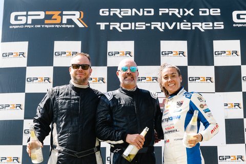 The podium of Sunday's race, with the first career victory of Éric Chaput, ahead of Mathieu Miron and Valérie Limoges. (Photo: Business Wire)