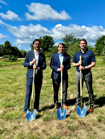 The ceremonial event marking the beginning of construction was held at the location of the old Somersworth Sanitary Landfill. Pictured from left to right: City of Somersworth Mayor Matt Gerding, Congressman Chris Pappas, and Ameresco's Senior Project Development Manager Ryan Fahey. (Photo: Business Wire)