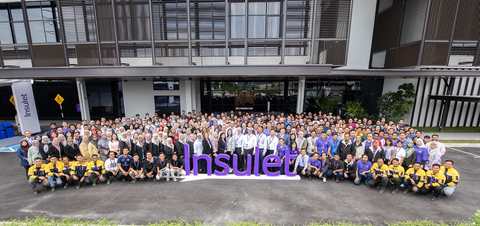 Insulet President and CEO Jim Hollingshead, senior leaders, and local employees celebrate the official grand opening of the new 400,000-square-foot manufacturing facility in Johor Bahru, Malaysia. (Photo: Business Wire)