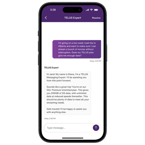 TELUS Expert Messaging provides instant support, anytime, anywhere (Photo: Business Wire)